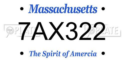7AX322 Massachusetts License Plate