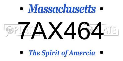 7AX464 Massachusetts License Plate