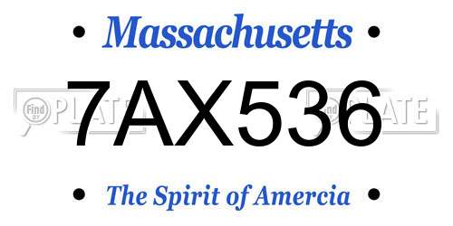 7AX536 Massachusetts License Plate