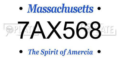 7AX568 Massachusetts License Plate