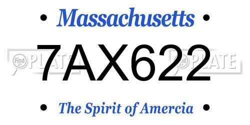 7AX622 Massachusetts License Plate