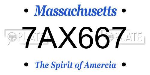 7AX667 Massachusetts License Plate
