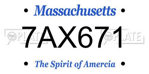 7AX671 Massachusetts License Plate
