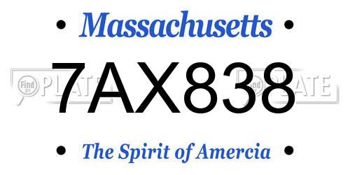 7AX838 Massachusetts License Plate