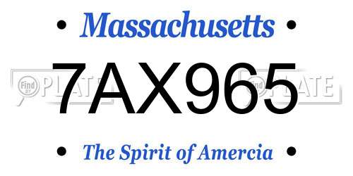 7AX965 Massachusetts License Plate