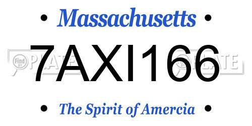 7AXI166 Massachusetts License Plate