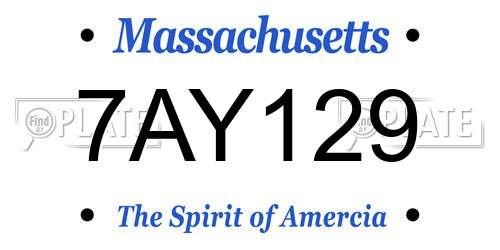 7AY129 Massachusetts License Plate