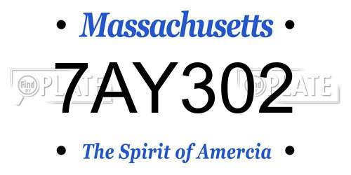 7AY302 Massachusetts License Plate