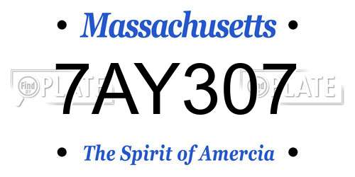 7AY307 Massachusetts License Plate