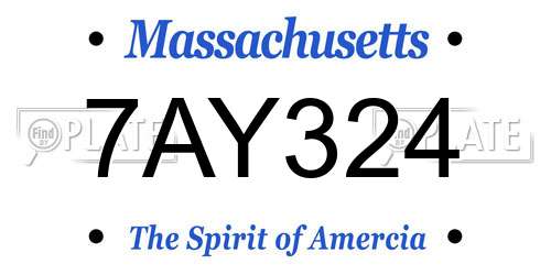 7AY324 Massachusetts License Plate
