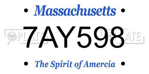 7AY598 Massachusetts License Plate