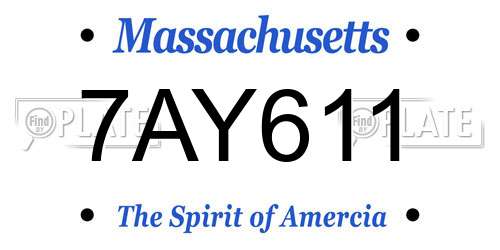 7AY611 Massachusetts License Plate