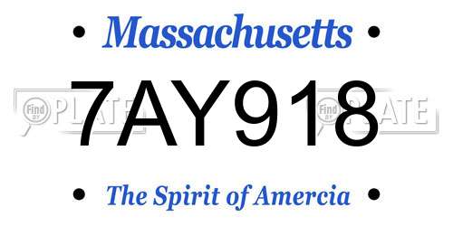 7AY918 Massachusetts License Plate