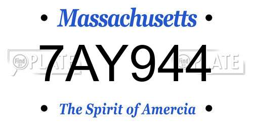 7AY944 Massachusetts License Plate