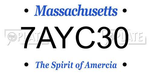7AYC30 Massachusetts License Plate