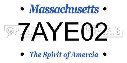 7AYE02 Massachusetts License Plate
