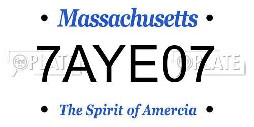 7AYE07 Massachusetts License Plate