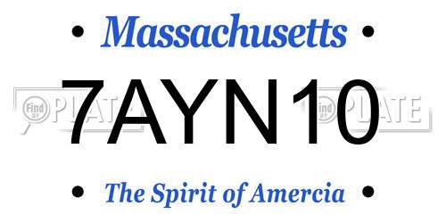 7AYN10 Massachusetts License Plate
