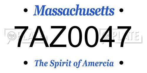 7AZ0047 Massachusetts License Plate