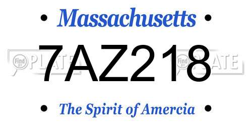 7AZ218 Massachusetts License Plate