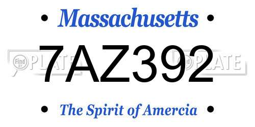 7AZ392 Massachusetts License Plate