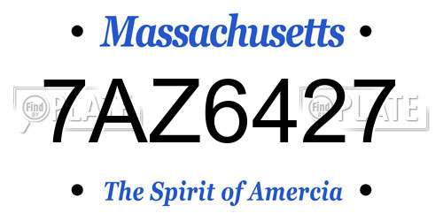 7AZ6427 Massachusetts License Plate