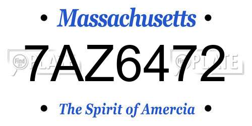 7AZ6472 Massachusetts License Plate