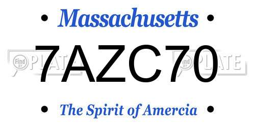 7AZC70 Massachusetts License Plate