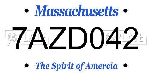 7AZD042 Massachusetts License Plate