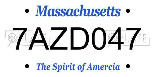 7AZD047 Massachusetts License Plate
