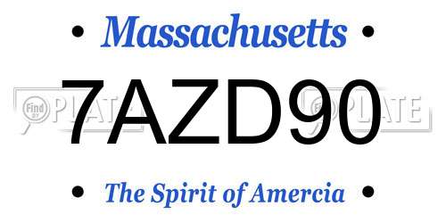 7AZD90 Massachusetts License Plate