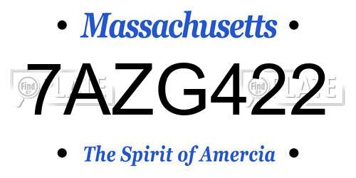 7AZG422 Massachusetts License Plate