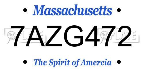 7AZG472 Massachusetts License Plate