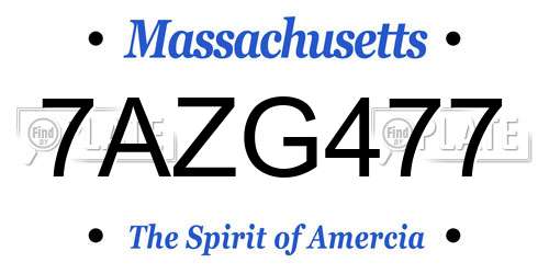 7AZG477 Massachusetts License Plate