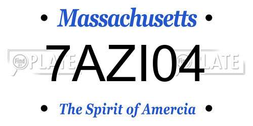 7AZI04 Massachusetts License Plate