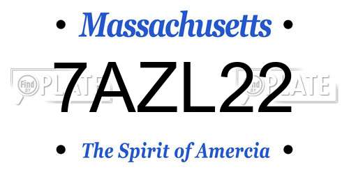 7AZL22 Massachusetts License Plate