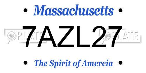 7AZL27 Massachusetts License Plate