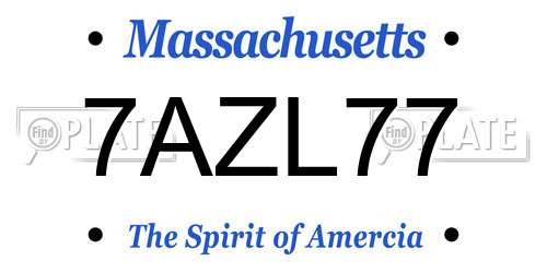7AZL77 Massachusetts License Plate