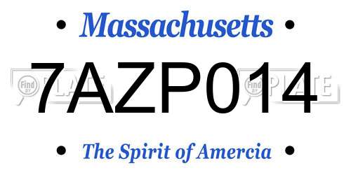 7AZP014 Massachusetts License Plate
