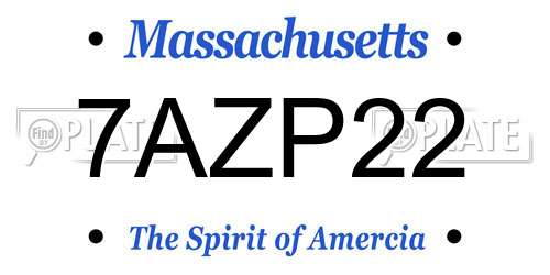 7AZP22 Massachusetts License Plate
