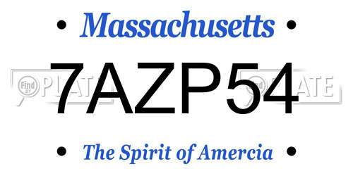 7AZP54 Massachusetts License Plate