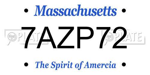7AZP72 Massachusetts License Plate