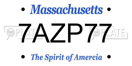 7AZP77 Massachusetts License Plate
