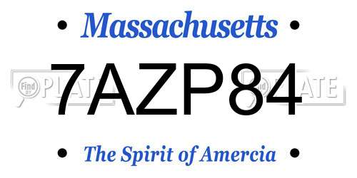 7AZP84 Massachusetts License Plate
