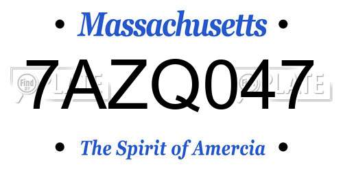 7AZQ047 Massachusetts License Plate