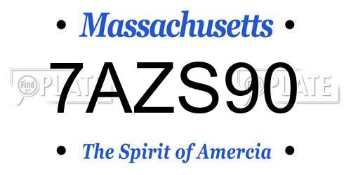7AZS90 Massachusetts License Plate