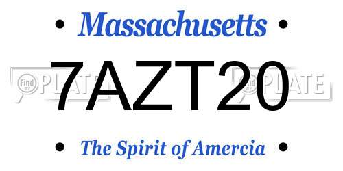 7AZT20 Massachusetts License Plate