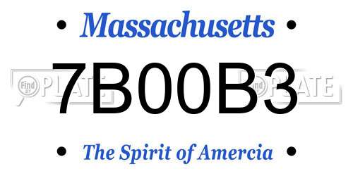 7B00B3 Massachusetts License Plate