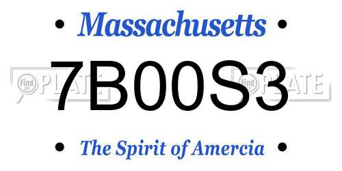 7B00S3 Massachusetts License Plate