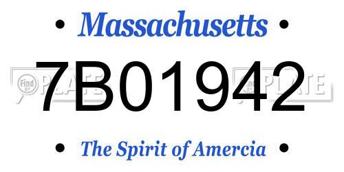 7B01942 Massachusetts License Plate